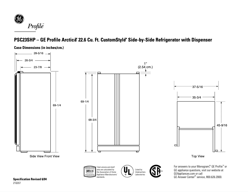 Image de la première page du manuel de l'appareil Profile CustomStyle PSC23SHPSS