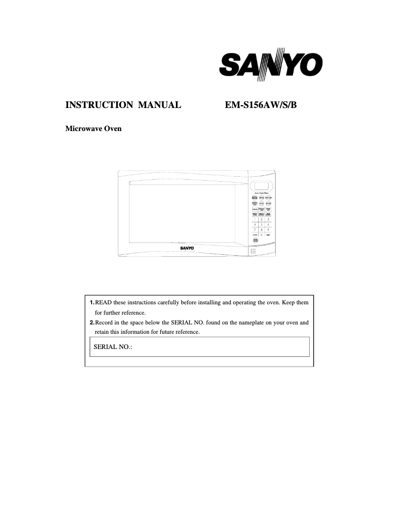 Page n°1 - Manuel utilisateur Sanyo EM-S156AW