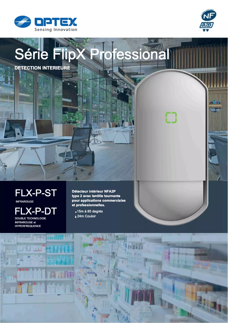 Page 1 de la notice Fiche technique Optex FLX-P-DT