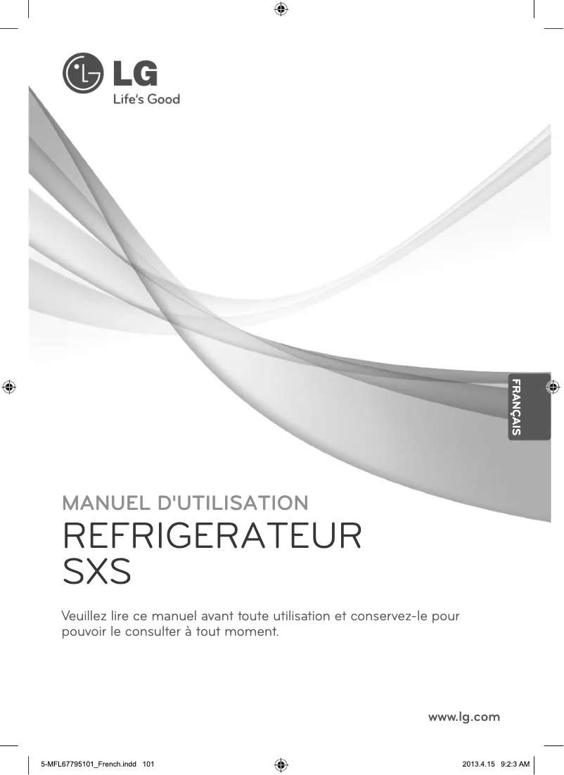 Page 1 de la notice Manuel utilisateur LG GSP545PVQV