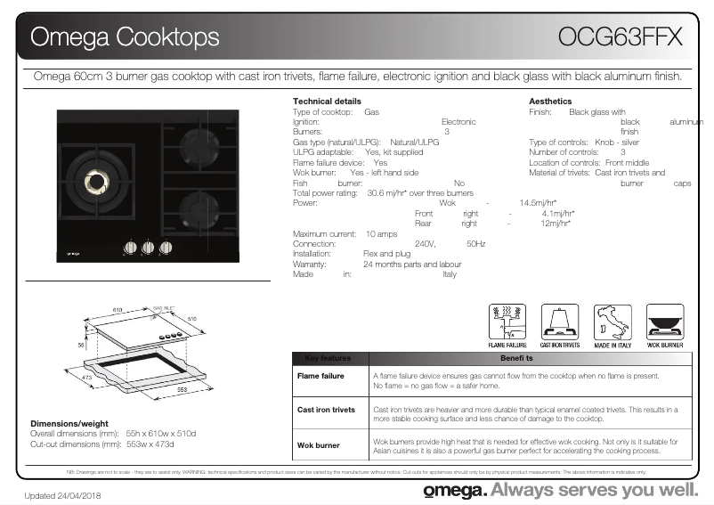 Image de la première page du manuel de l'appareil OCG63FFX