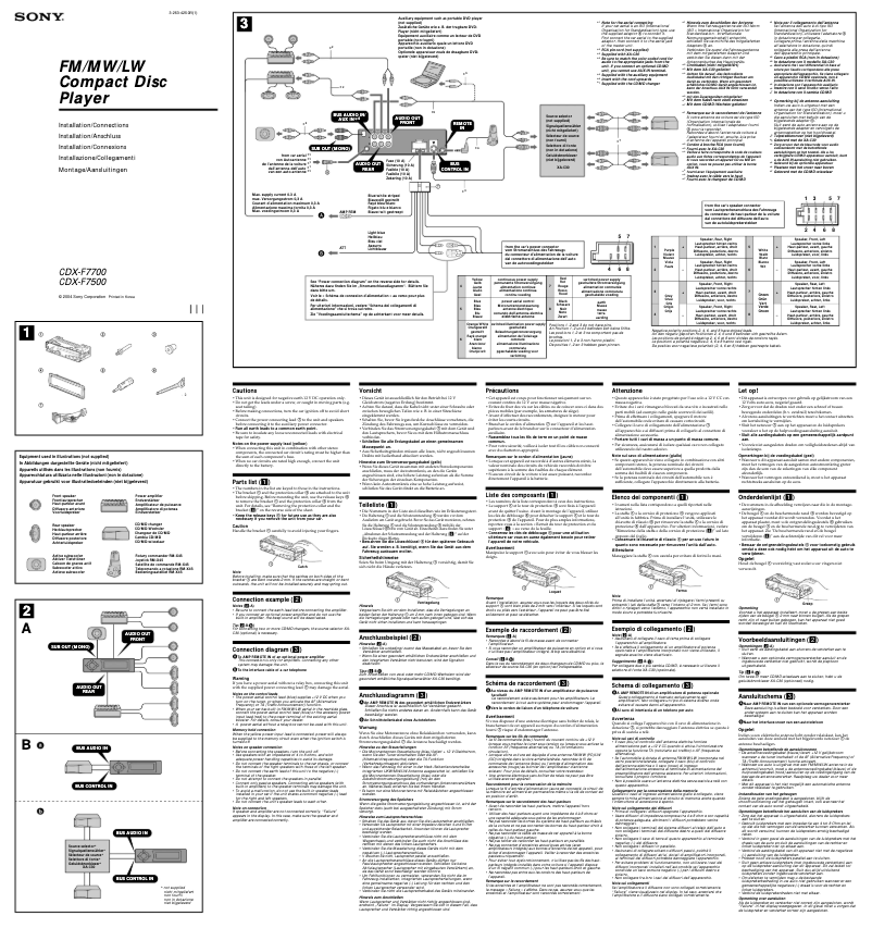 Page n°1 - Guide d'installation Sony CDX-F7500
