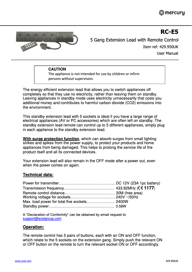 Image de la première page du manuel de l'appareil RC-E5