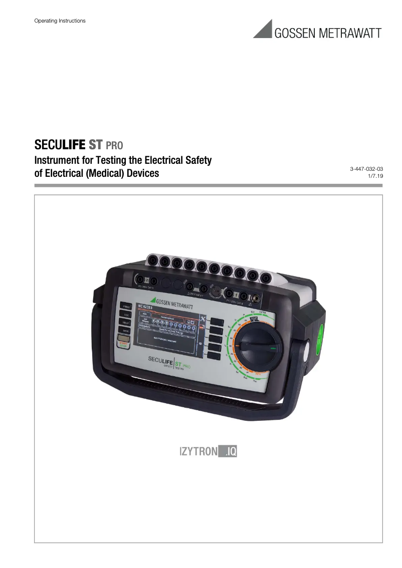 Page 1 de la notice Manuel utilisateur Gossen Metrawatt SECULIFE ST PRO IQ