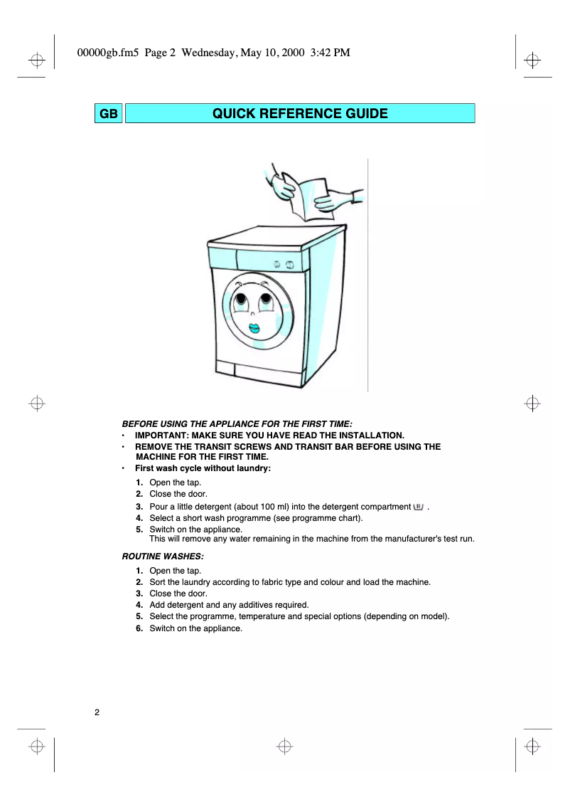 Page 1 de la notice Manuel utilisateur Ignis AWV 465/IG