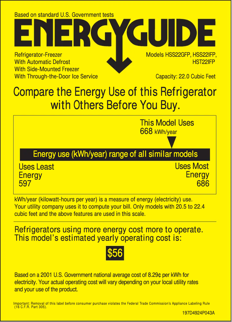 Page n°1 - Label énergétique Hotpoint HSS22IFPWW