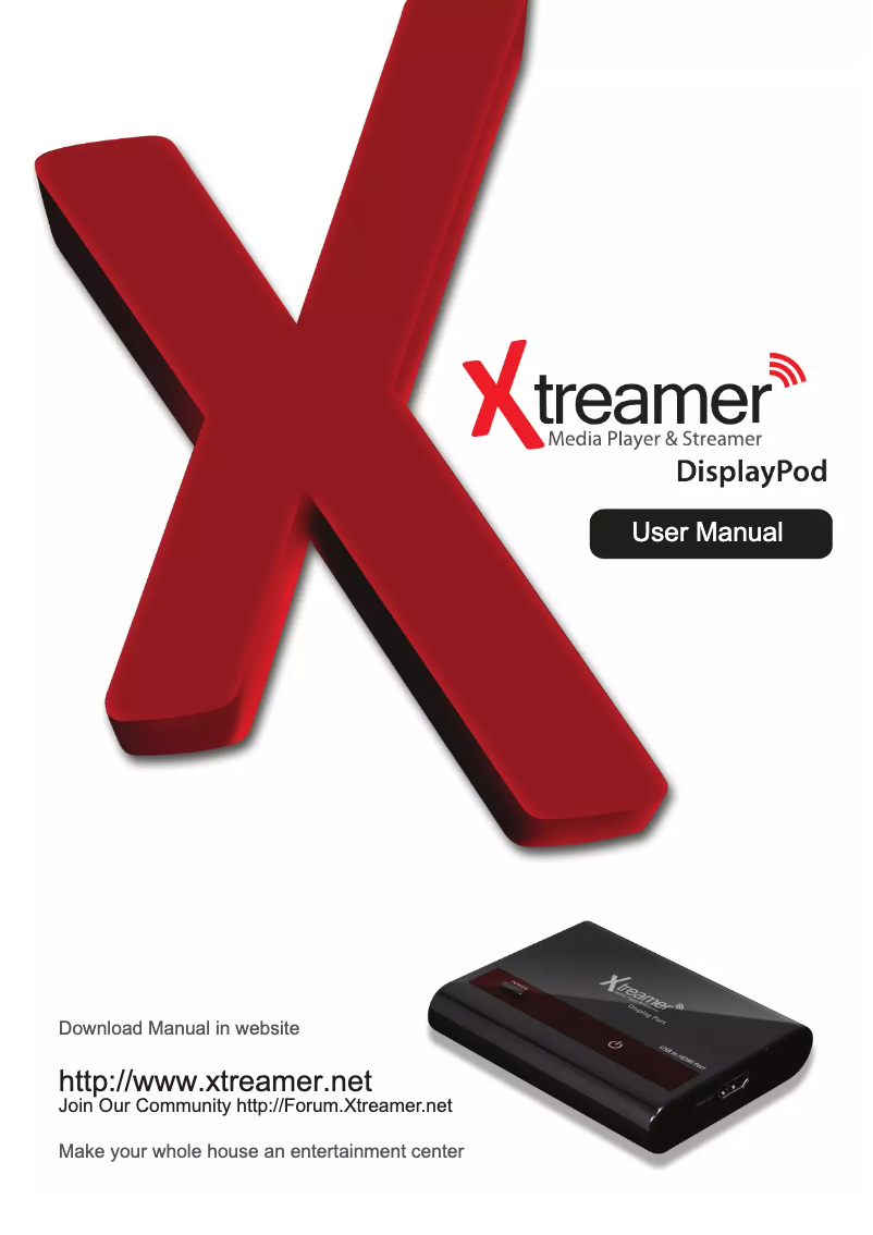 Page 1 de la notice Manuel utilisateur Xtreamer DisplayPod