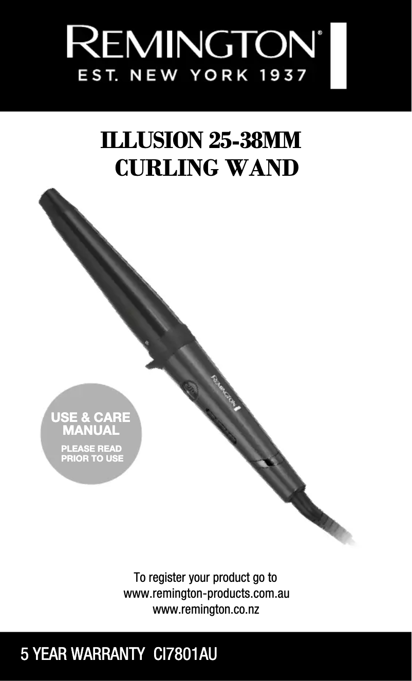 Page 1 de la notice Manuel utilisateur Remington Illusion CI7801AU