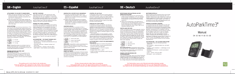 Page n°1 - Manuel utilisateur AutoParkTime AutoParkTime 3 II