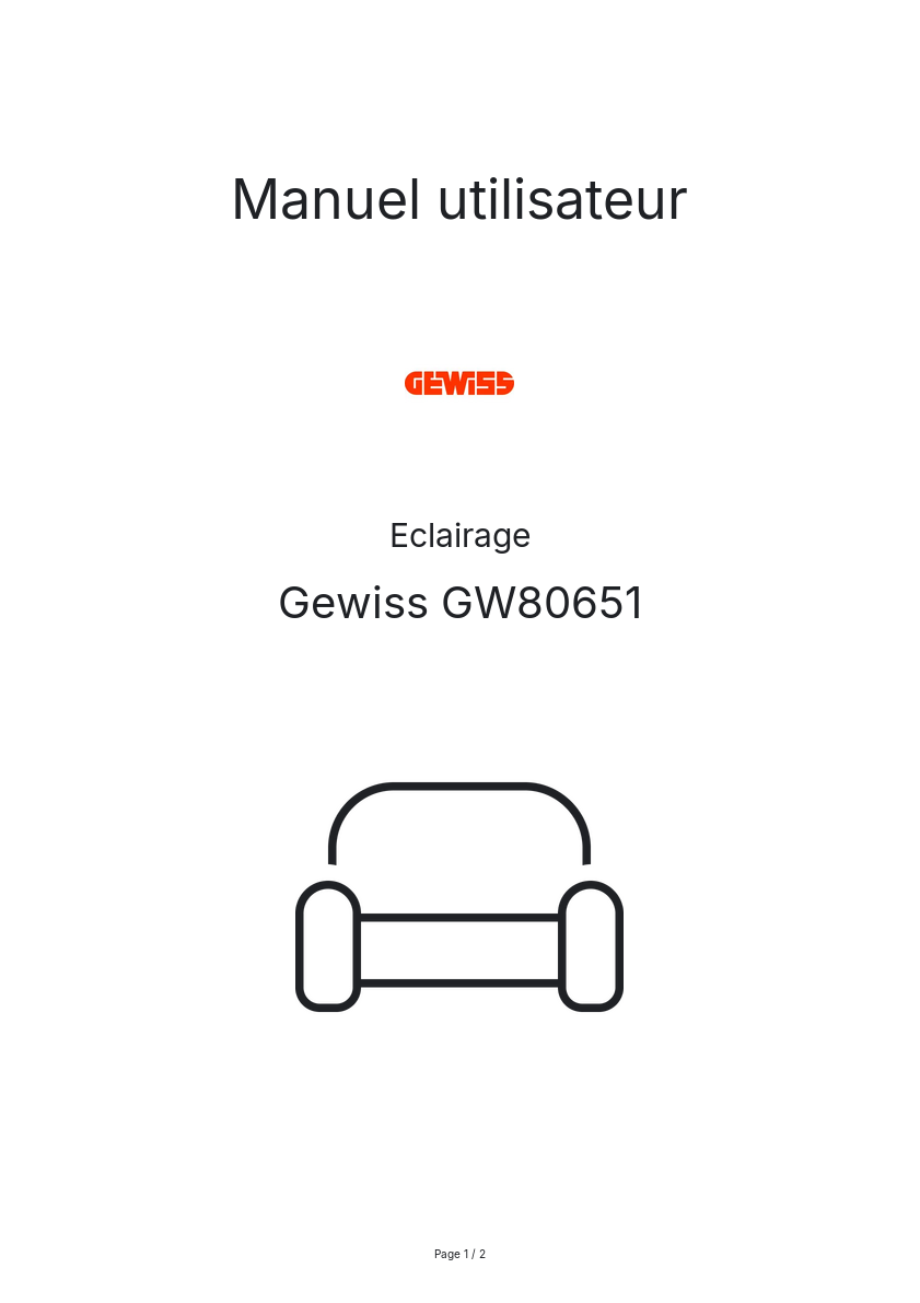 Page n°1 - Manuel utilisateur Gewiss GW80651