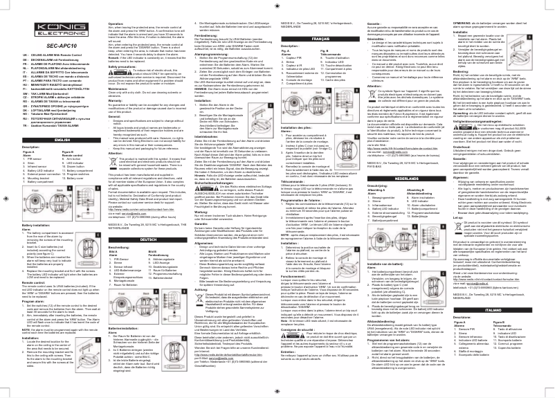 Page n°1 - Manuel utilisateur Konig SEC-APC10