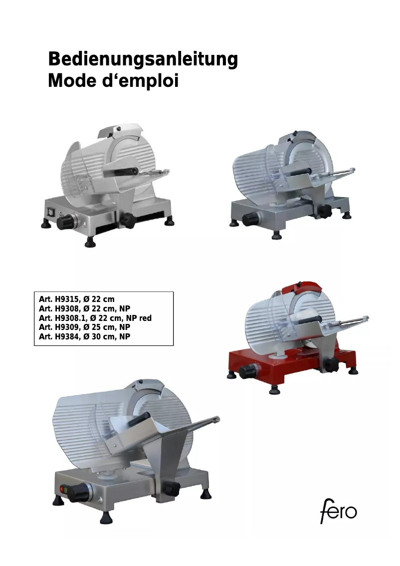 Page 1 de la notice Manuel utilisateur Fero H9315