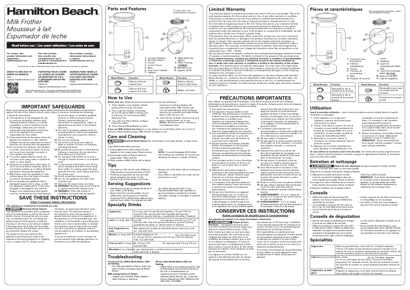 Page n°1 - Manuel utilisateur Hamilton Beach 43565C