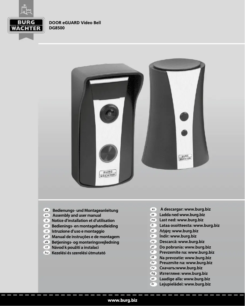 Page 1 de la notice Manuel utilisateur Burg Wächter Door eGuard Video Bell DG8500