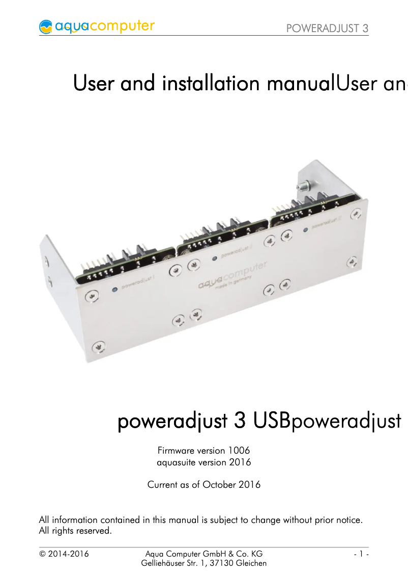 Image de la première page du manuel de l'appareil Poweradjust 3 USB