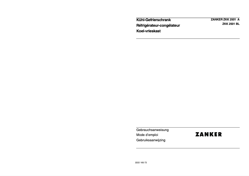 Page n°1 - Manuel utilisateur Zanker ZKK 2501A