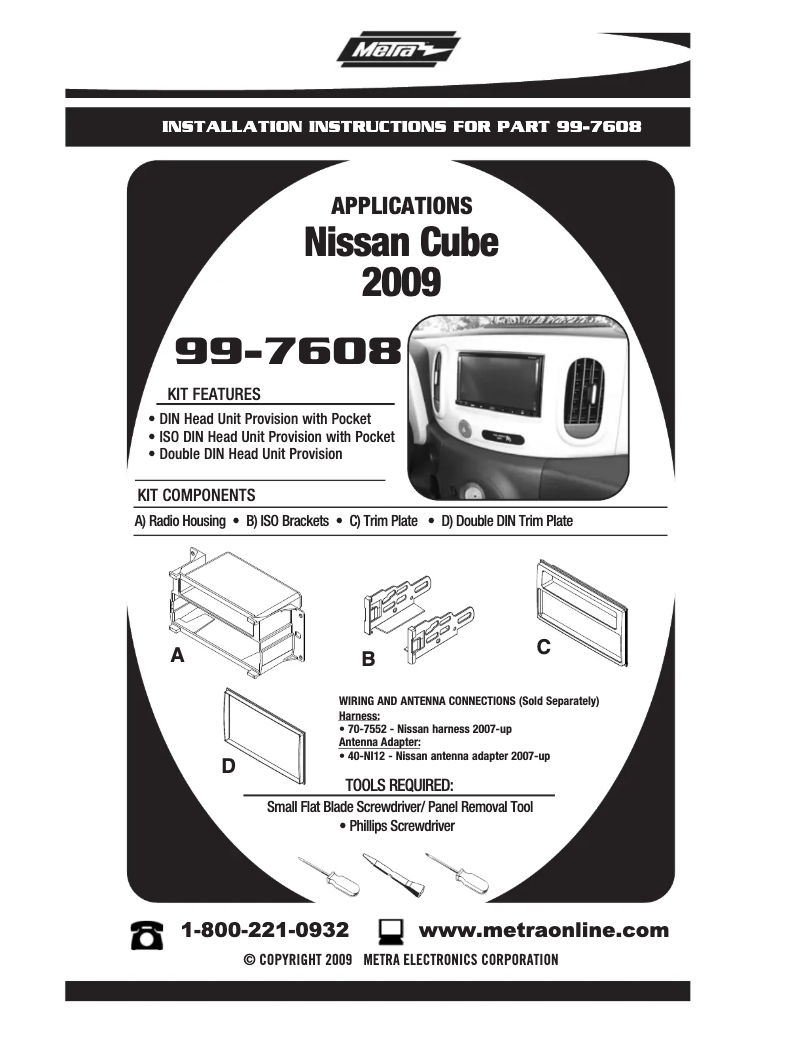 Page n°1 - Manuel utilisateur Metra 99-7608