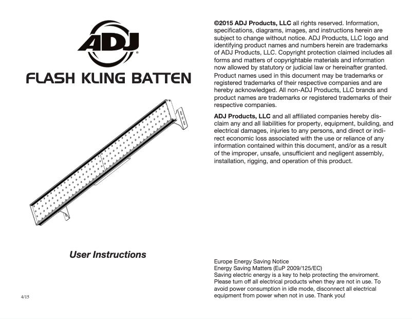 Image de la première page du manuel de l'appareil Flash Kling Batten