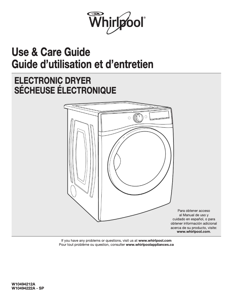 Image de la première page du manuel de l'appareil Duet WED94HEAC