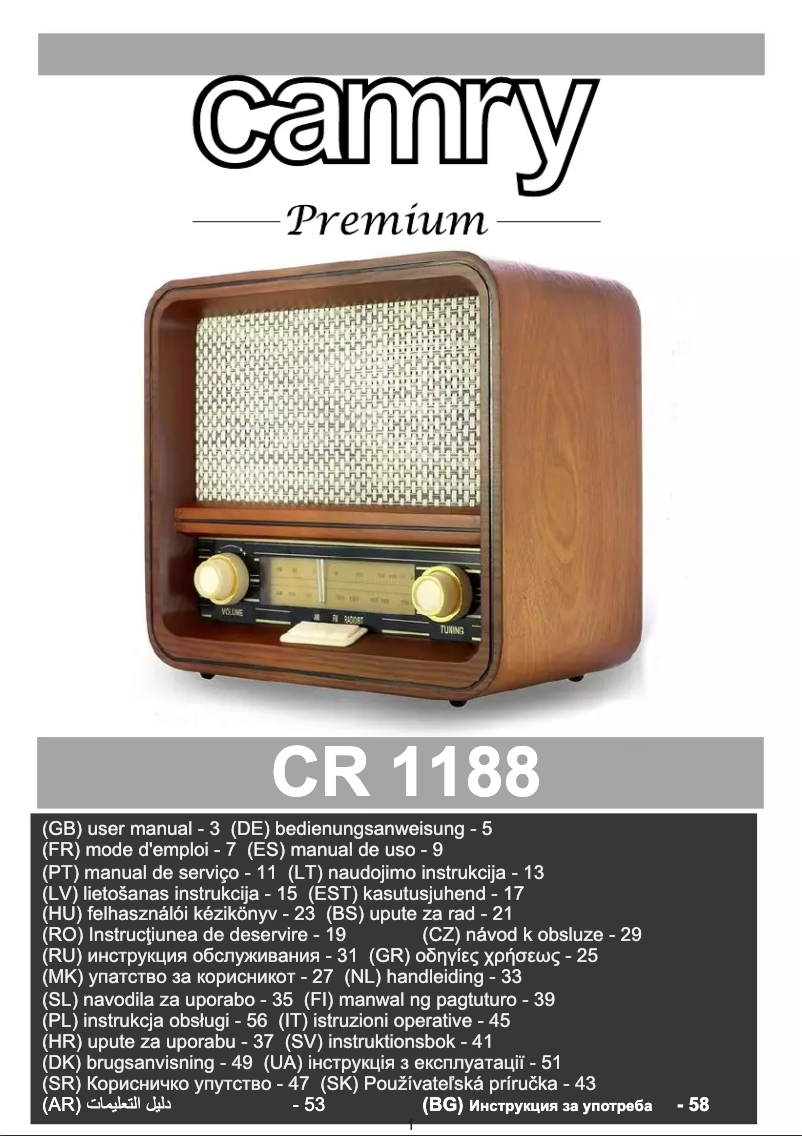 Image de la première page du manuel de l'appareil CR 1188