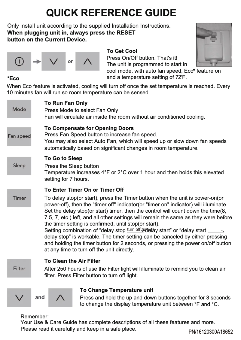 Image de la première page du manuel de l'appareil FHWC083TC1