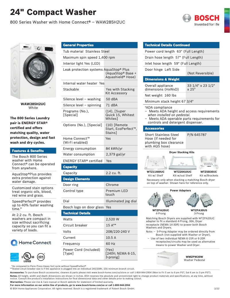 Image de la première page du manuel de l'appareil WAW285H2U