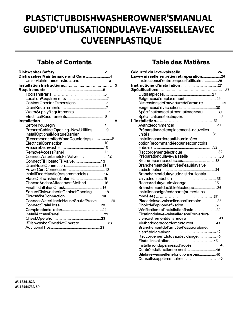Page n°1 - Manuel utilisateur Amana ADB1400AGW