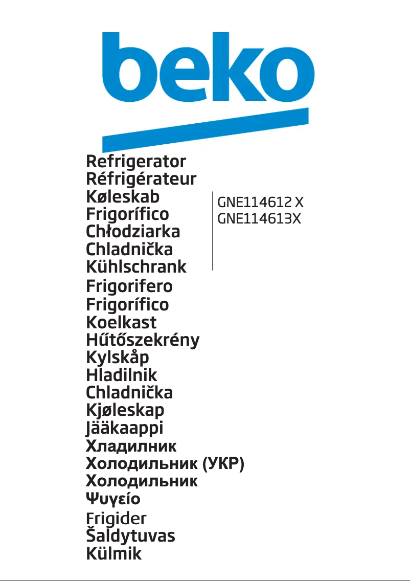 Page n°1 - Manuel utilisateur Beko GNE114612X