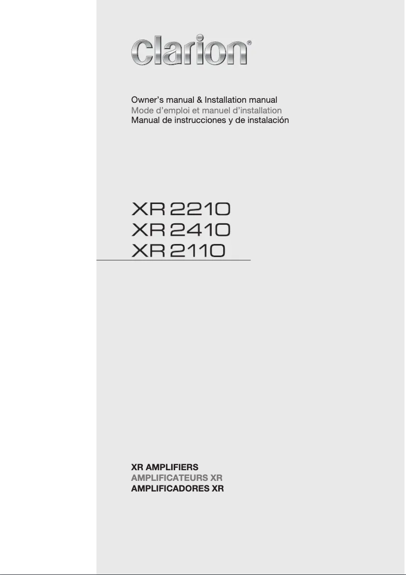 Page n°1 - Manuel utilisateur Clarion XR2410