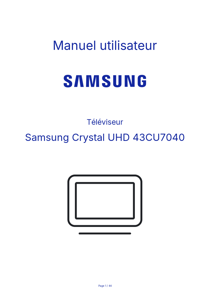 Page n°1 - Manuel utilisateur Samsung Crystal UHD 43CU7040