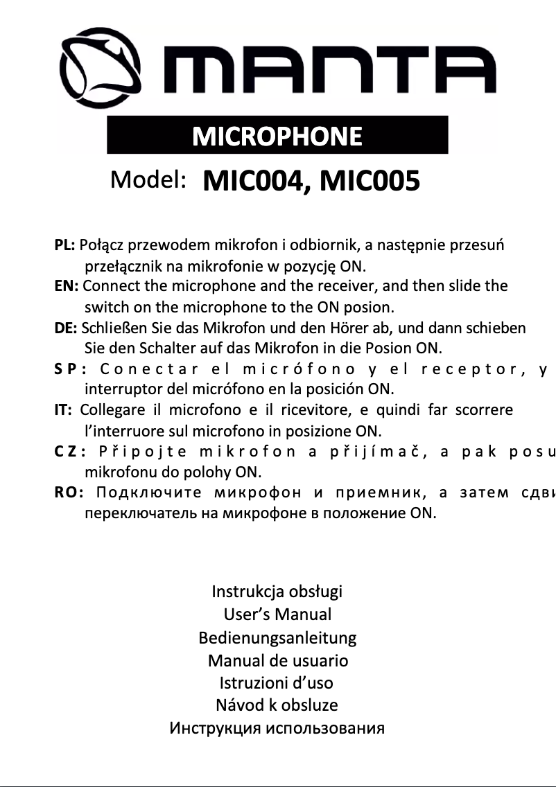 Image de la première page du manuel de l'appareil MIC005