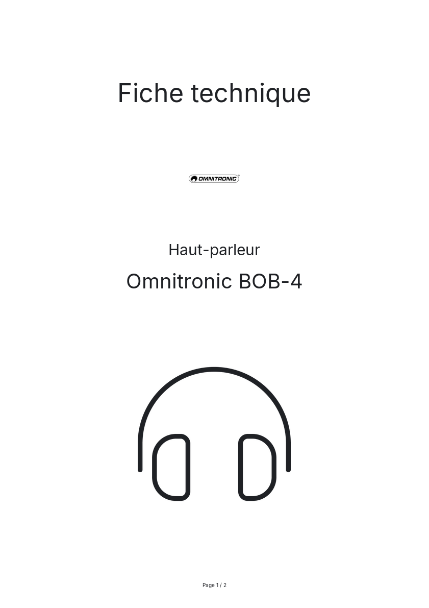 Page n°1 - Fiche technique Omnitronic BOB-4