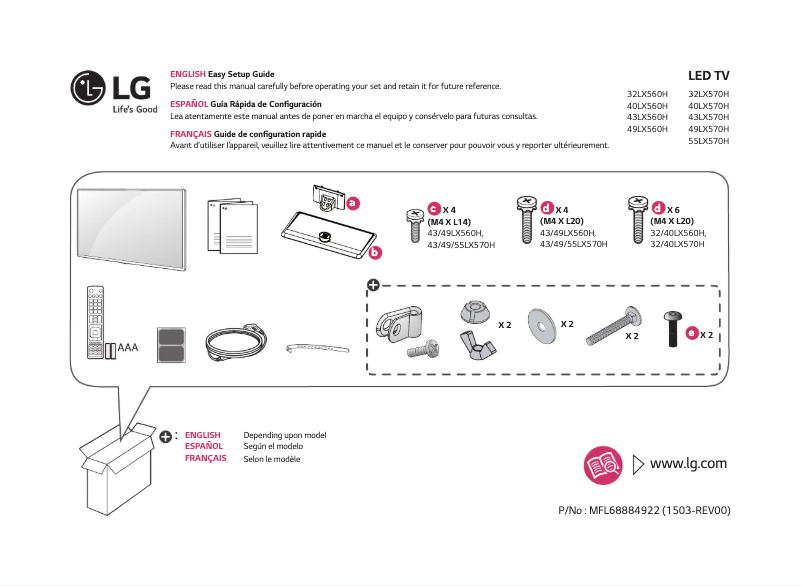 Page 1 de la notice Manuel utilisateur LG 40LX570H