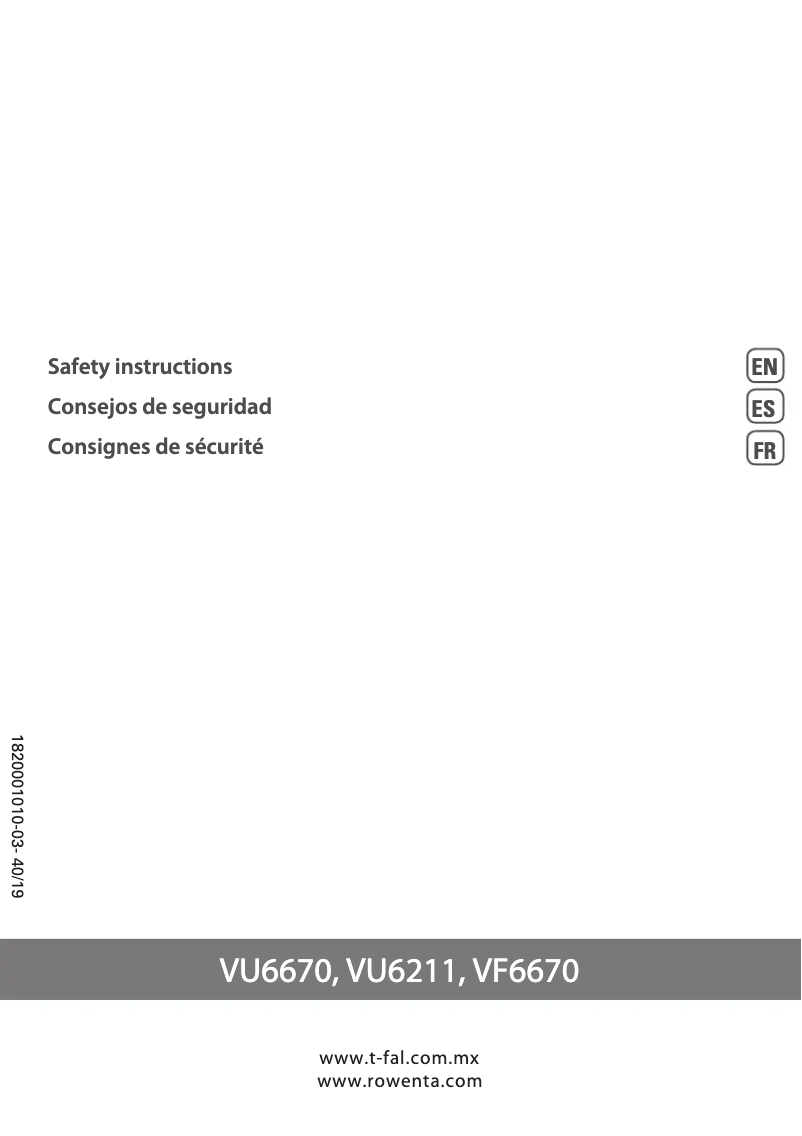 Page n°1 - Instructions de sécurité Tefal Fresh 180° VF6670
