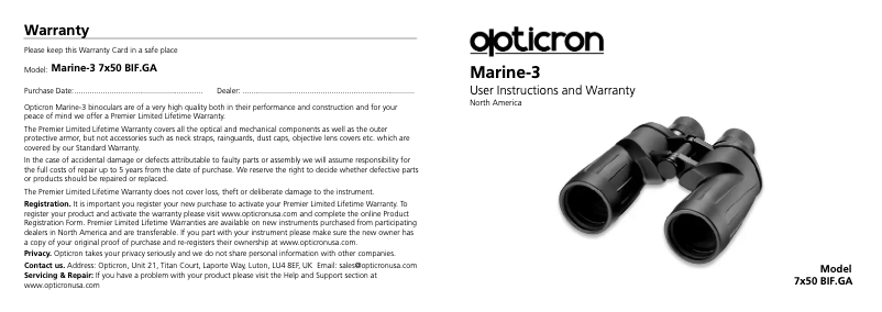 Page n°1 - Manuel utilisateur Opticron Marine-3
