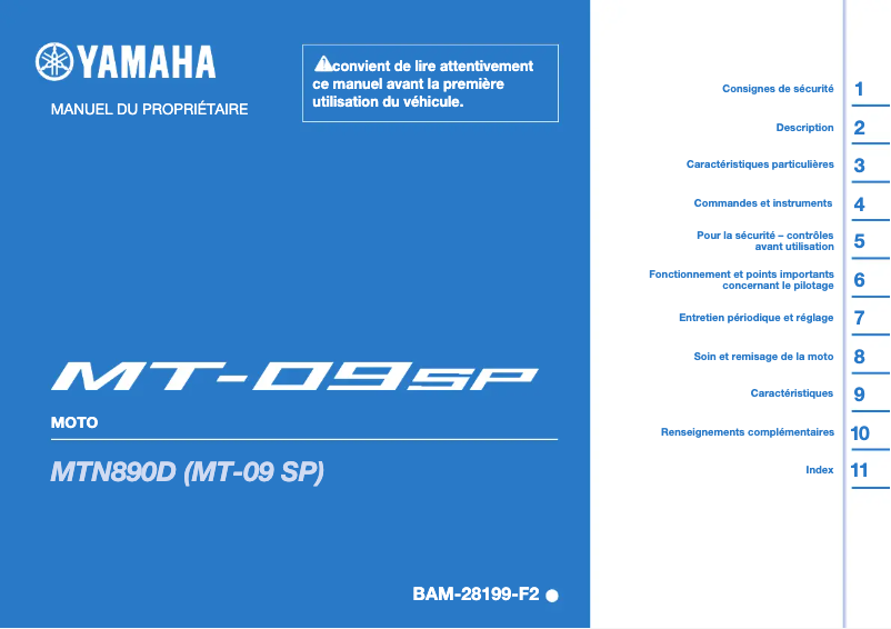 Página 1 del manual Manual de usuario Yamaha MT09 SP (2023)
