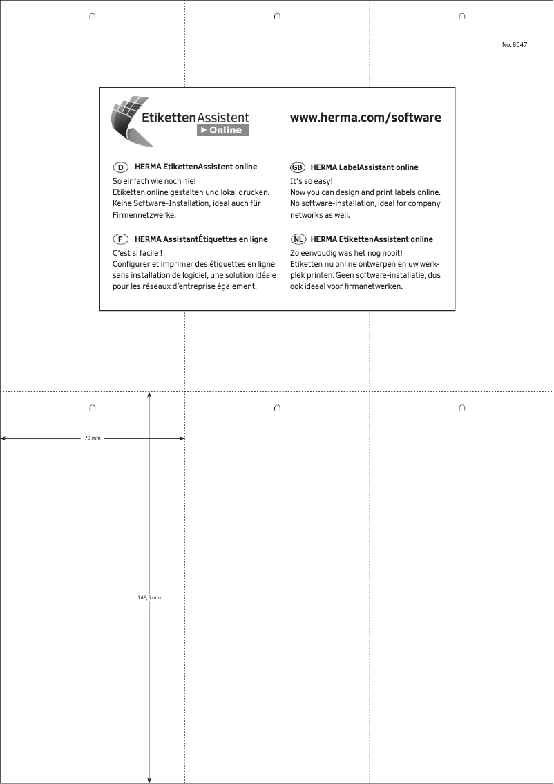 Page 1 de la notice Manuel utilisateur Herma 8047
