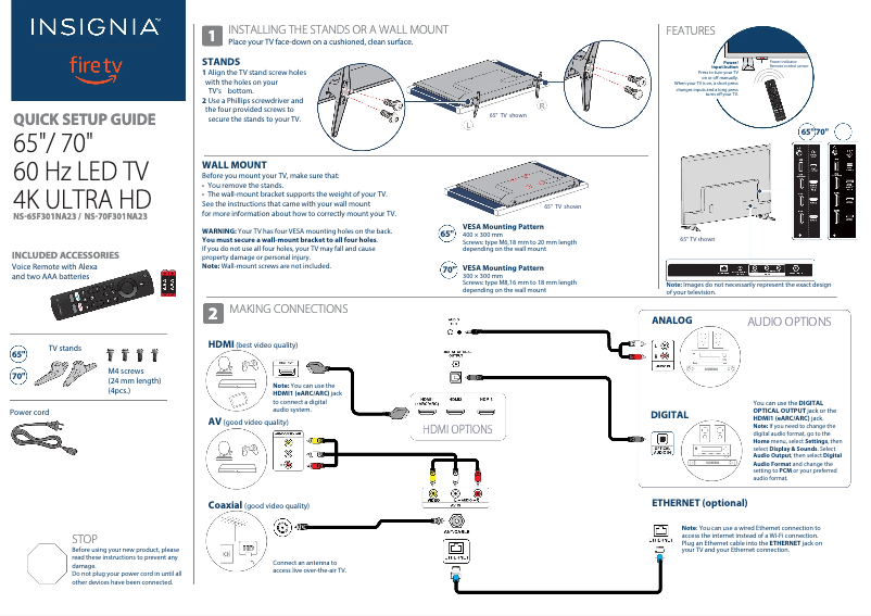 Página 1 del manual Guía de inicio rápido Insignia NS-70F301NA23