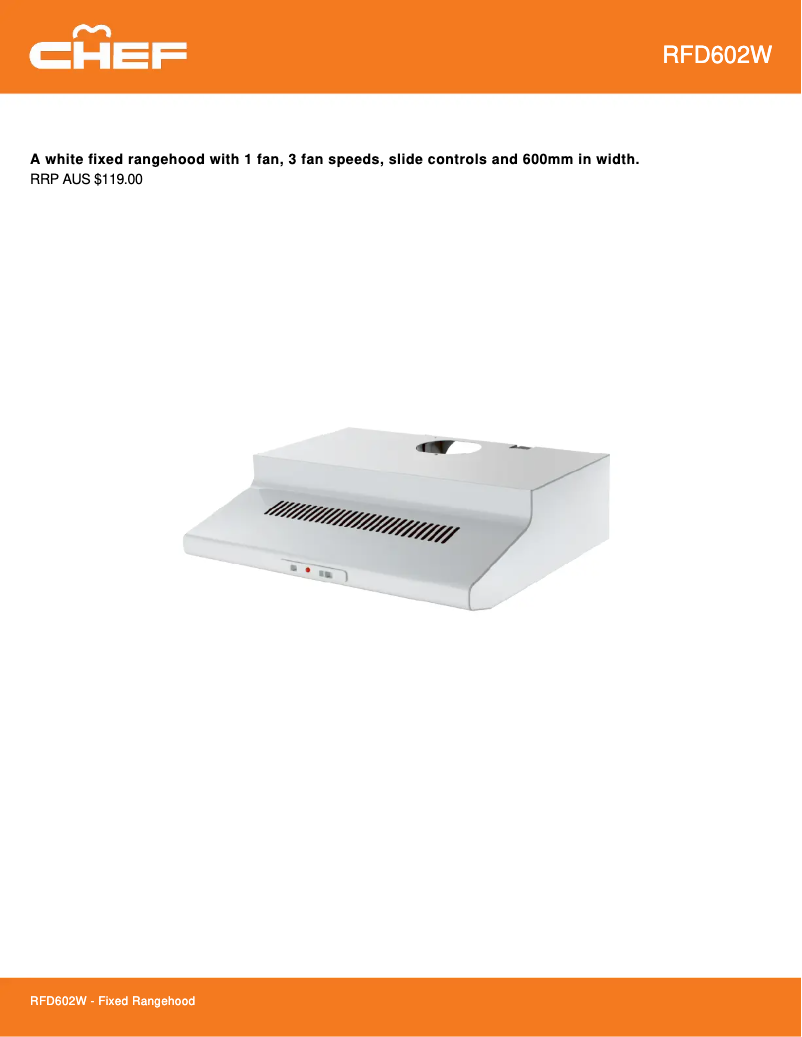 Página 1 del manual Ficha técnica Chef RFD602W