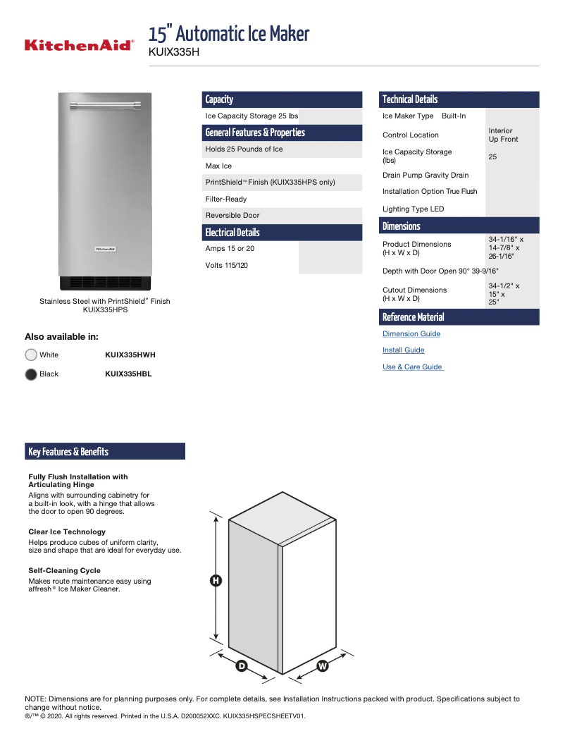 Image de la première page du manuel de l'appareil KUIX335HPS