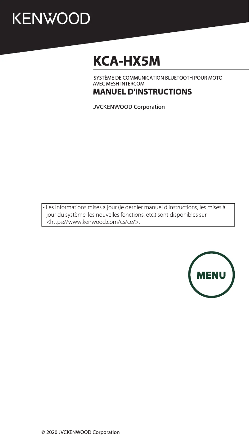 Page 1 de la notice Manuel utilisateur Kenwood KCA-HX5M