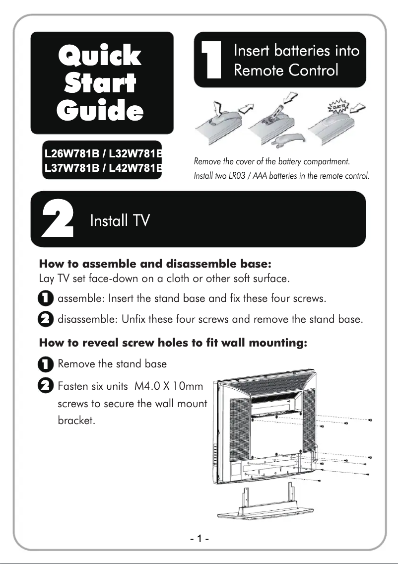 Page 1 of the manual User Manual AOC L32W781A