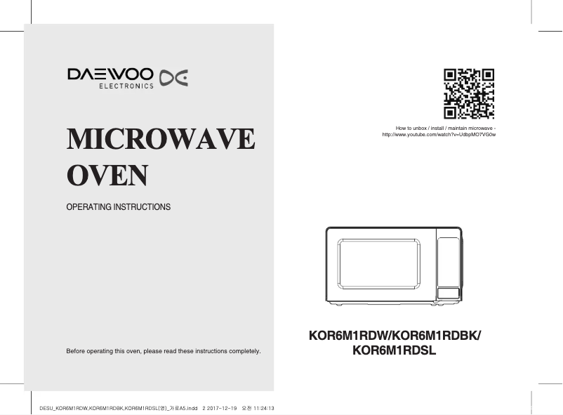 Page n°1 - Manuel utilisateur Daewoo KOR-6M1RDBK