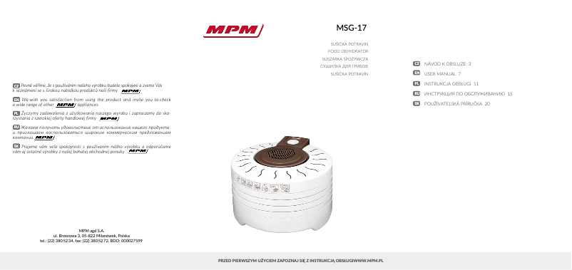 Page 1 de la notice Manuel utilisateur MPM MSG-17