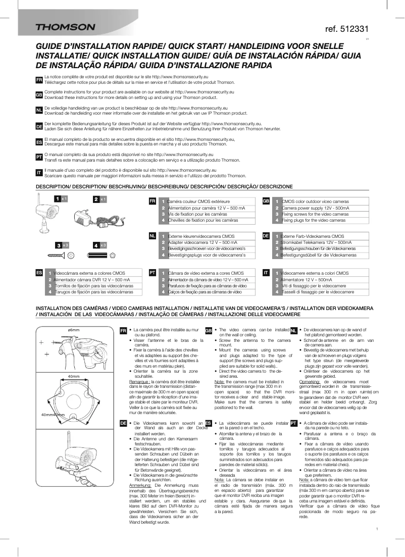 Page n°1 - Manuel utilisateur Thomson 512331