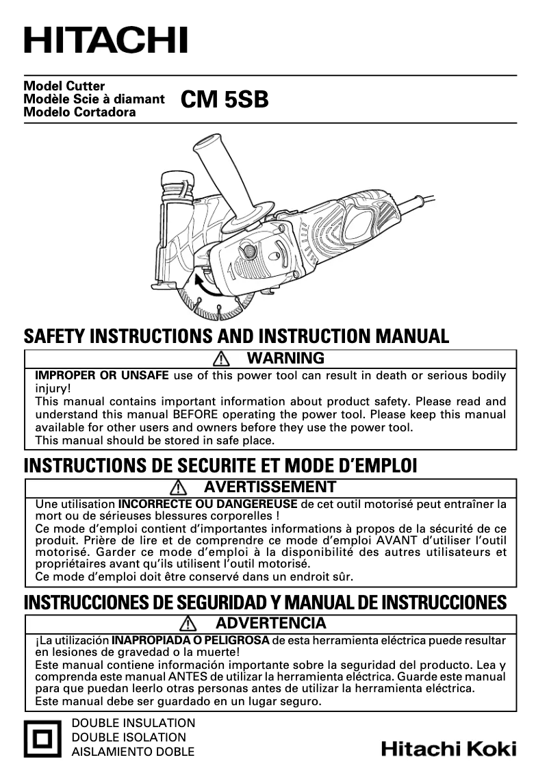 Page 1 de la notice Manuel utilisateur Hitachi CM5SB