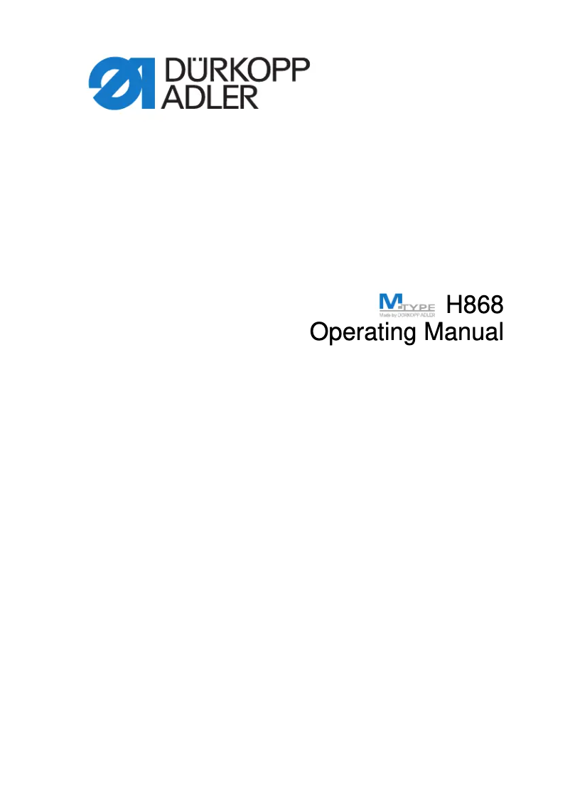 Page 1 de la notice Manuel utilisateur Dürkopp Adler H868