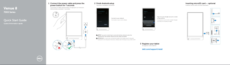 Page 1 de la notice Guide de démarrage rapide Dell Venue 8