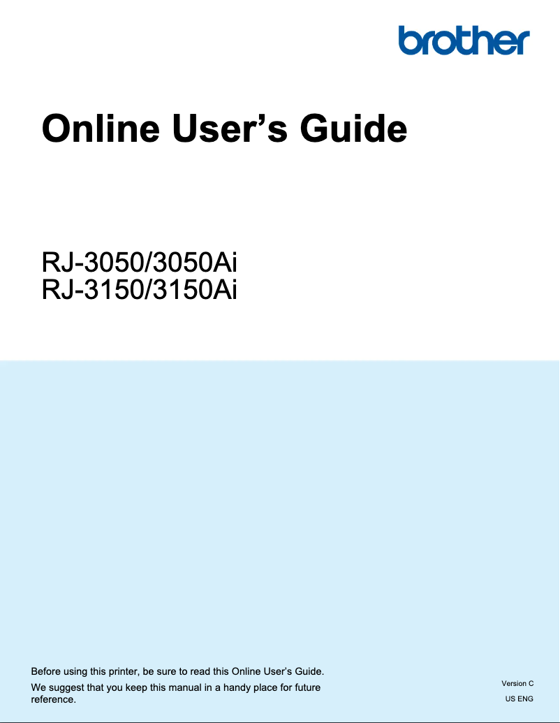 Page 1 de la notice Manuel utilisateur Brother RJ-3050