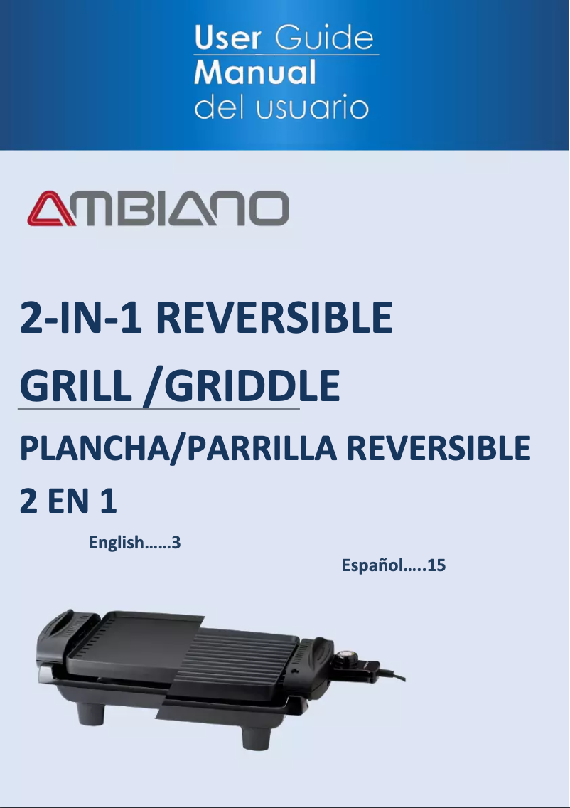 Image de la première page du manuel de l'appareil 2-in-1 Reversible Grill/Griddle DF-608B